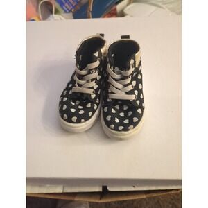 Oomphies Sam Toddler Girls Black White Hearts Gold Sparkle 5C Toddler Sneaker